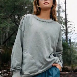 FP Movement Free People Metti Crewneck Sweatshirt - Green Sz L